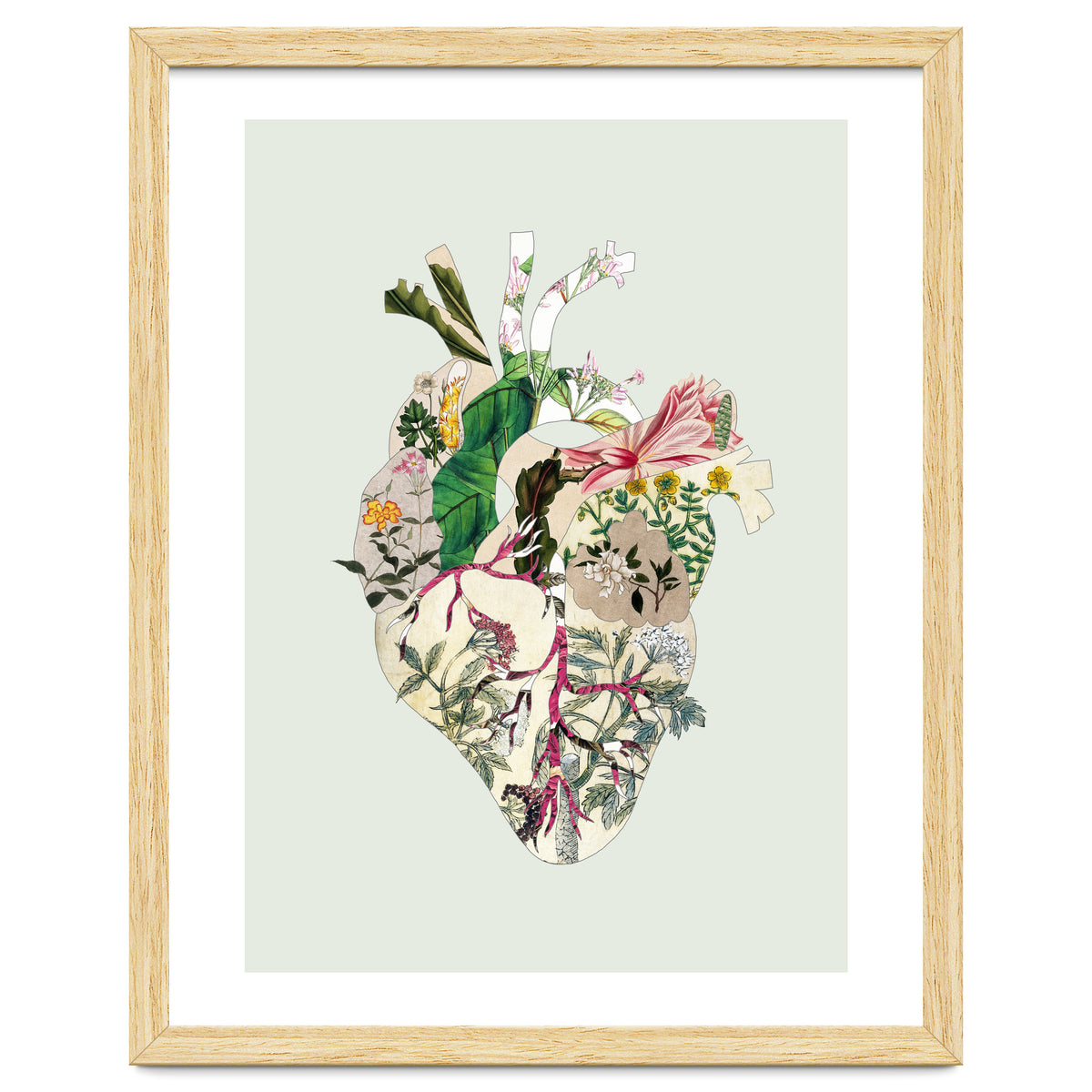 Vintage Botanical Heart - Green