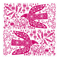 Doves And Flowers Magenta Pink (Print Only)