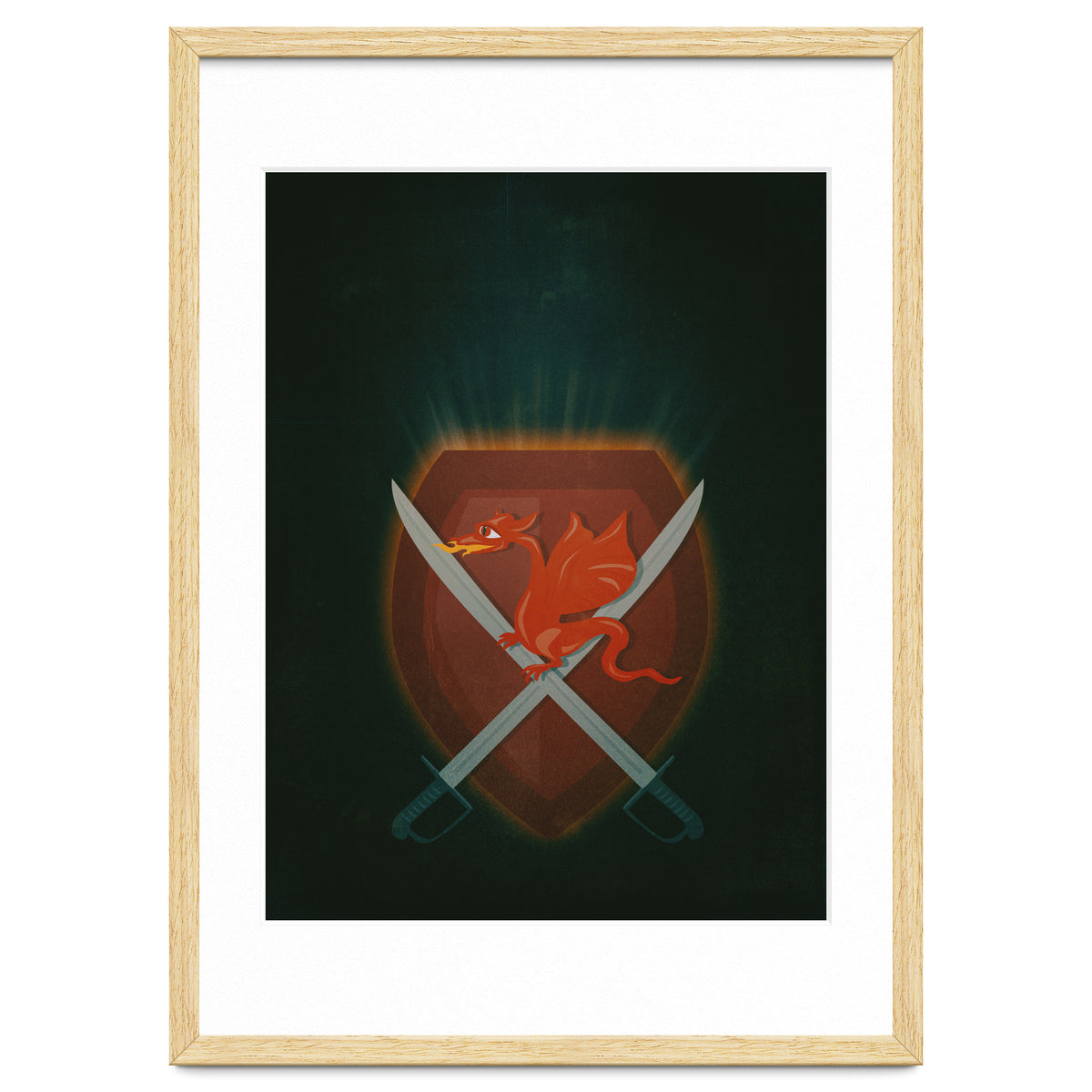 Heraldic dragon and cutlasses