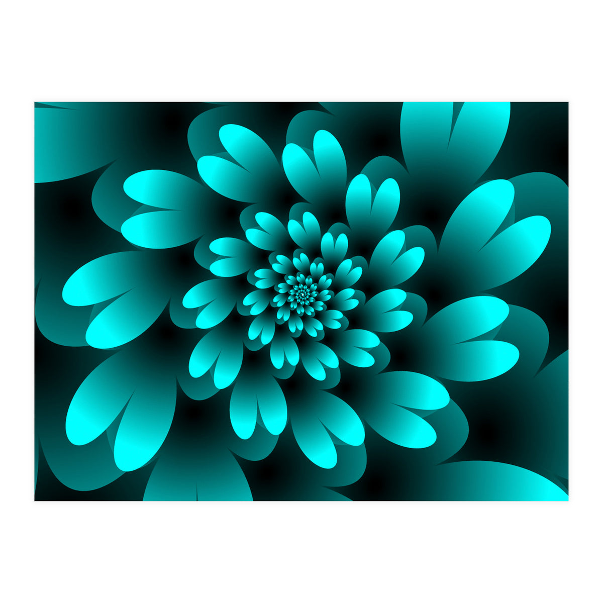 Turquoise Floral Satin Art (Print Only)