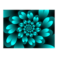 Turquoise Floral Satin Art (Print Only)