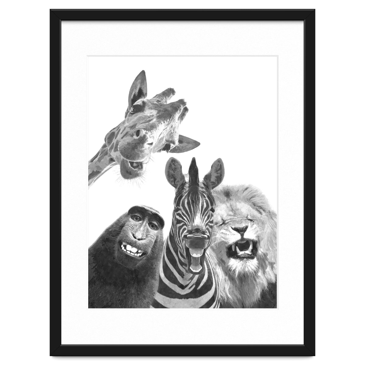 Black and White Jungle Animal Friends