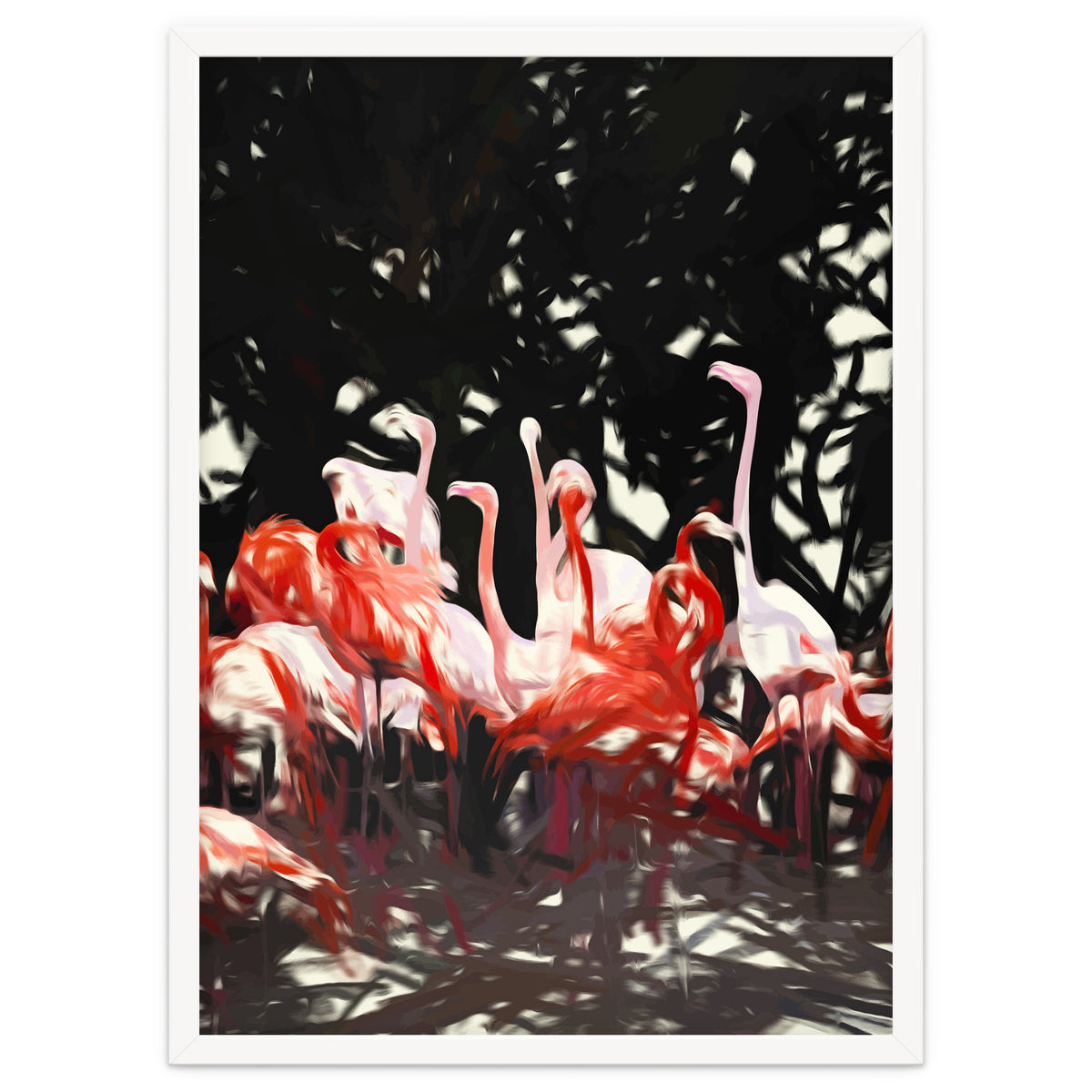 Flamingoes Under The Banyan Tree