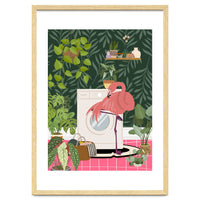 Flamingo in Jungle Laundry Room