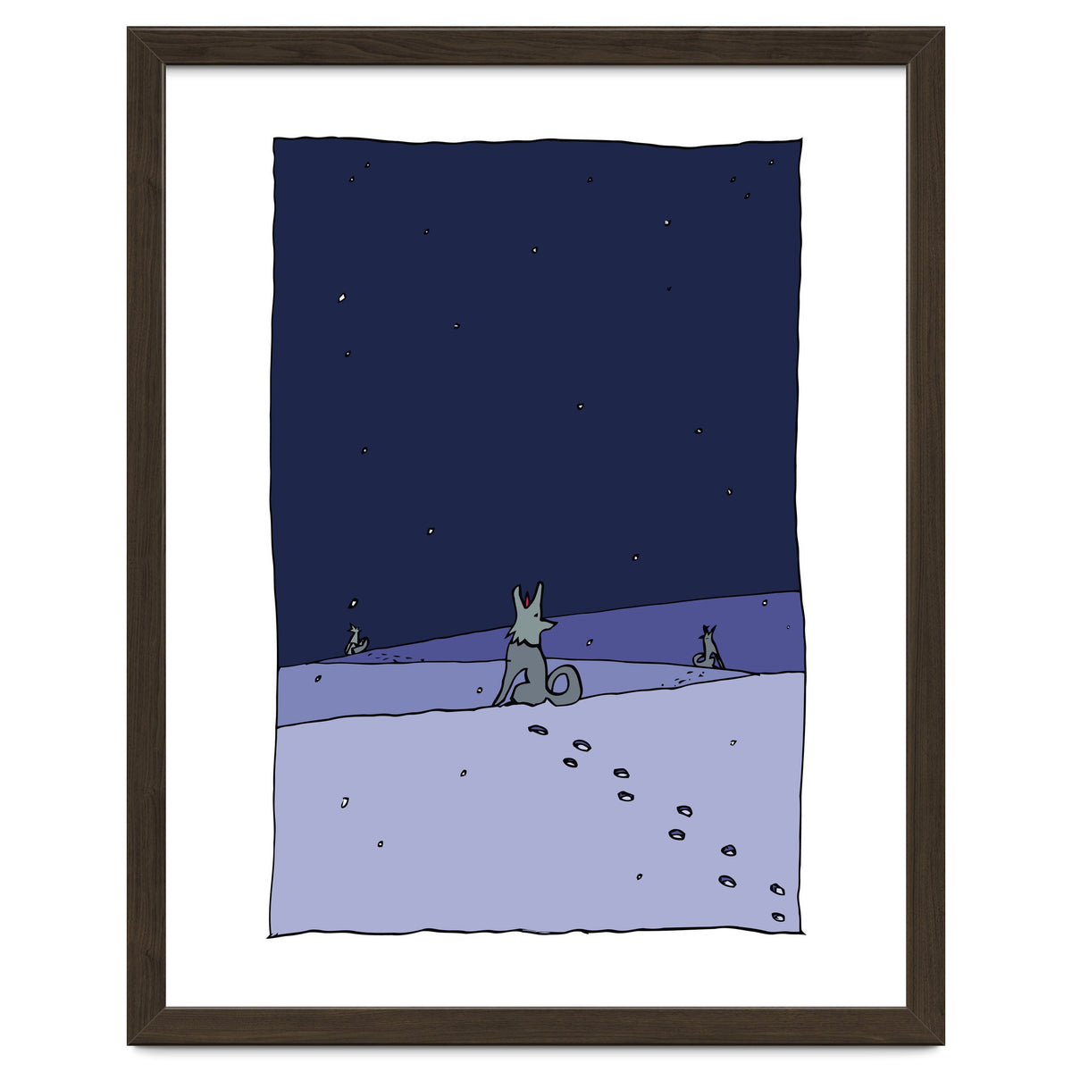 Dogs in Winter Night