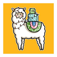 Kawaii Cute Gift Carrying Llama (Print Only)