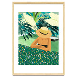 Chill, Modern Bohemian Black Woman Travel Illustration | Terrazzo Tropical Swimming Pool Fashion thumbnail