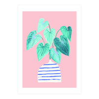 minimal house plant painting in stripy vase (Print Only)