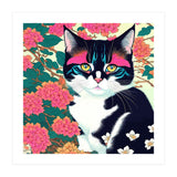 Pawsome, Curious Cat Pets, Animals Vintage Illustration, Whimsical Botanical Nature Wild, Bohemian Garden Floral (Print Only) thumbnail