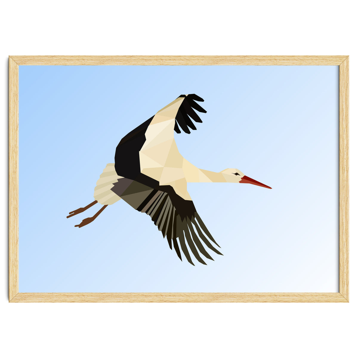 White Stork Bird Low Poly Art