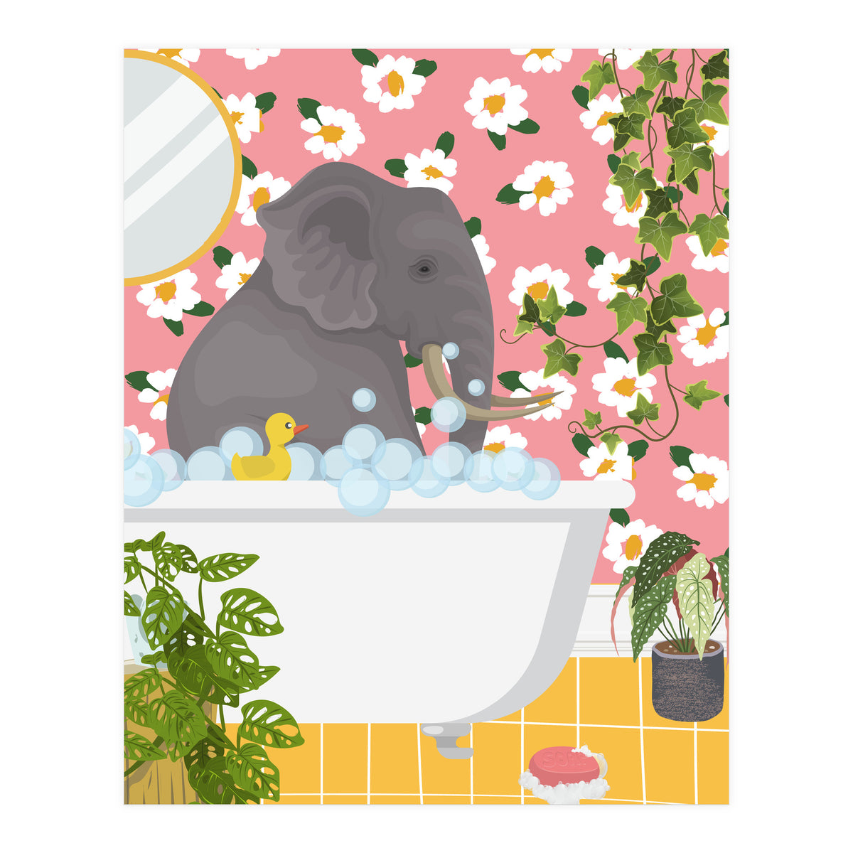 Elephant Bathing (Print Only)