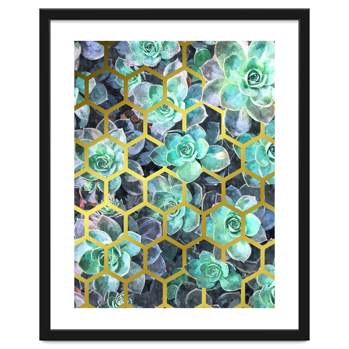 Succulents and Gold Geometric