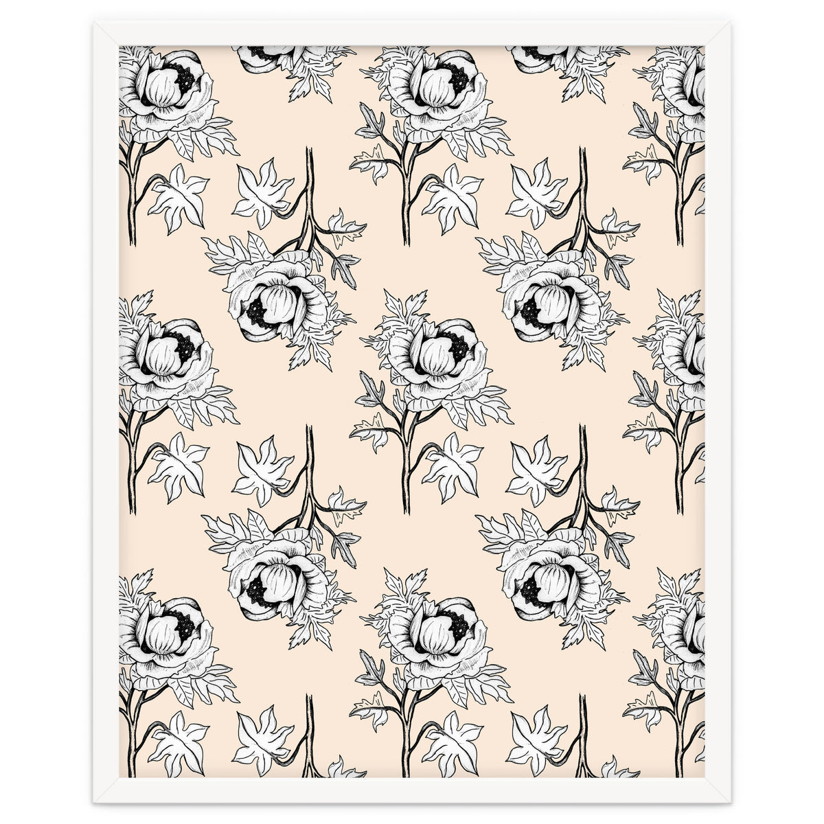 Drawing pattern of roses to pencil on beige