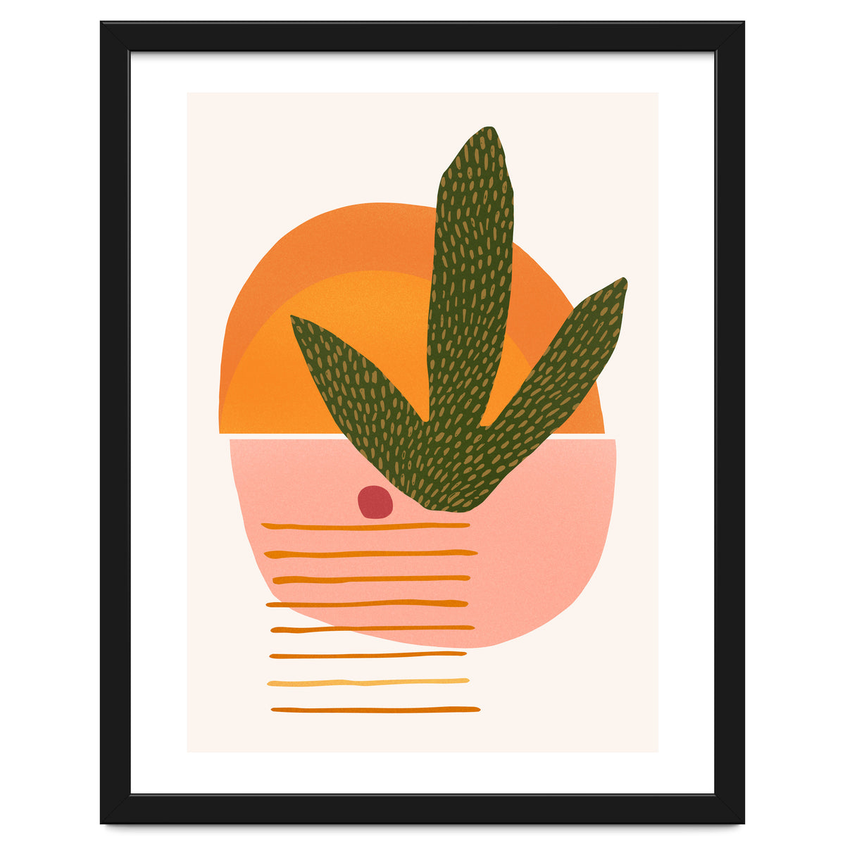 Desert Sunset With Cactus And Cherry