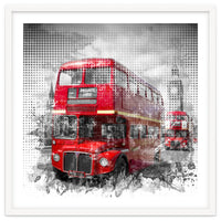 Graphic Art LONDON WESTMINSTER Red Buses
