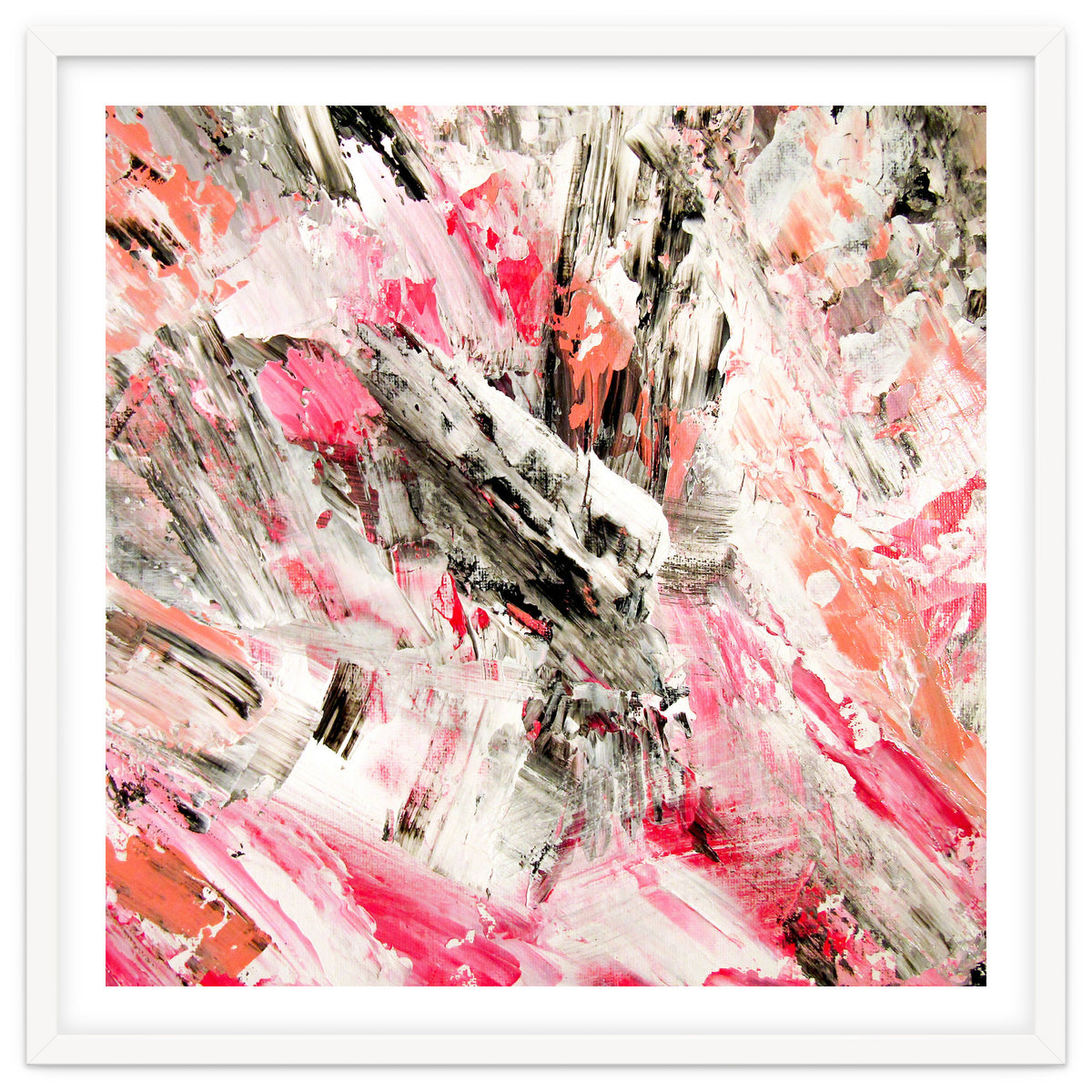 Candy Modern Pink Salmon Black Grey Acrylic Brushstrokes