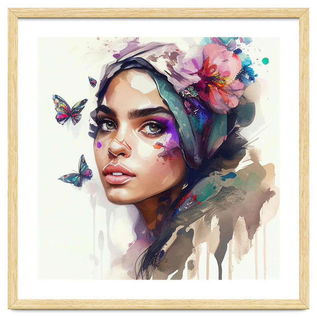 Watercolor Floral Arabian Woman #8
