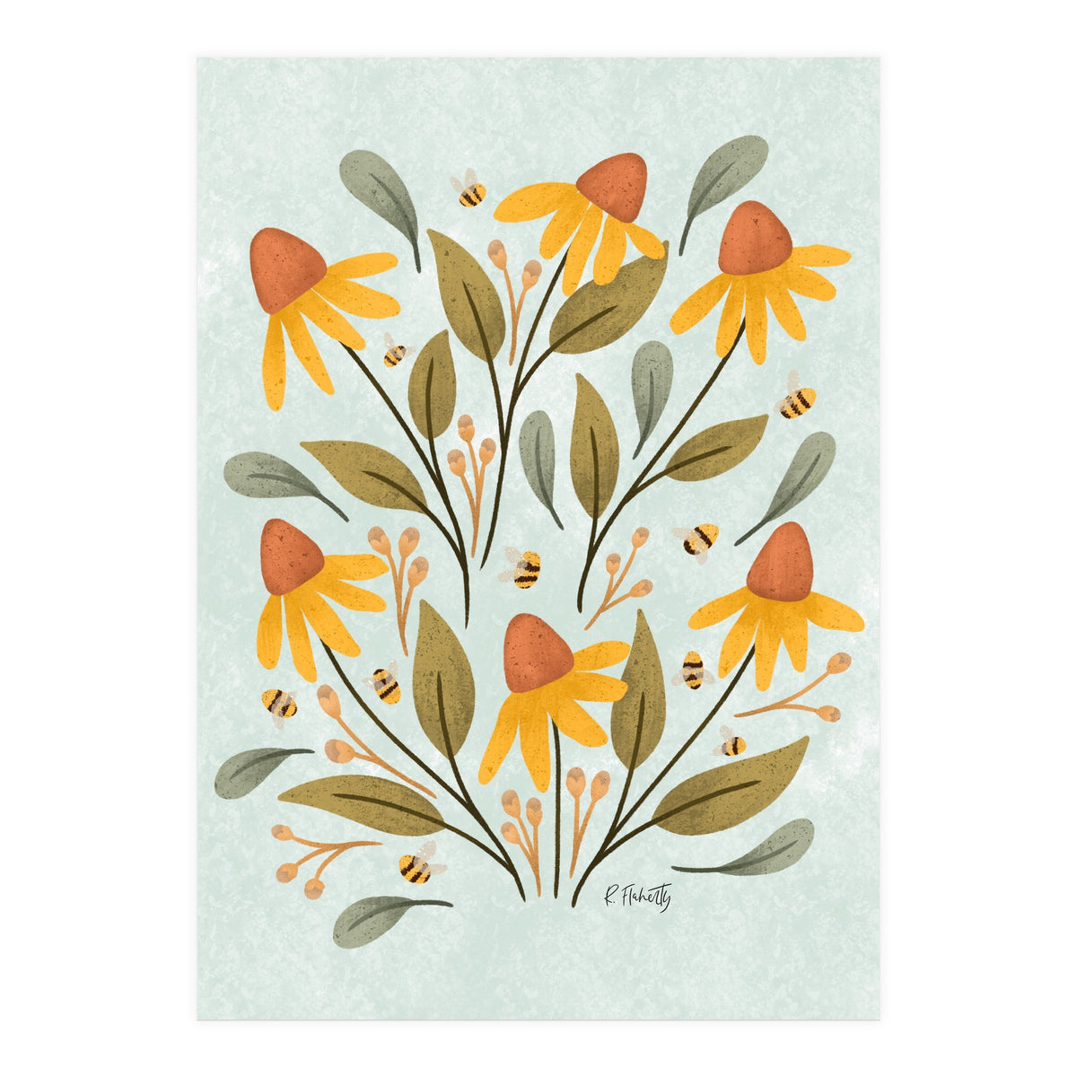 Daisies and Bumblebees (Print Only)