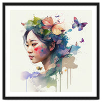 Watercolor Floral Asian Woman #7
