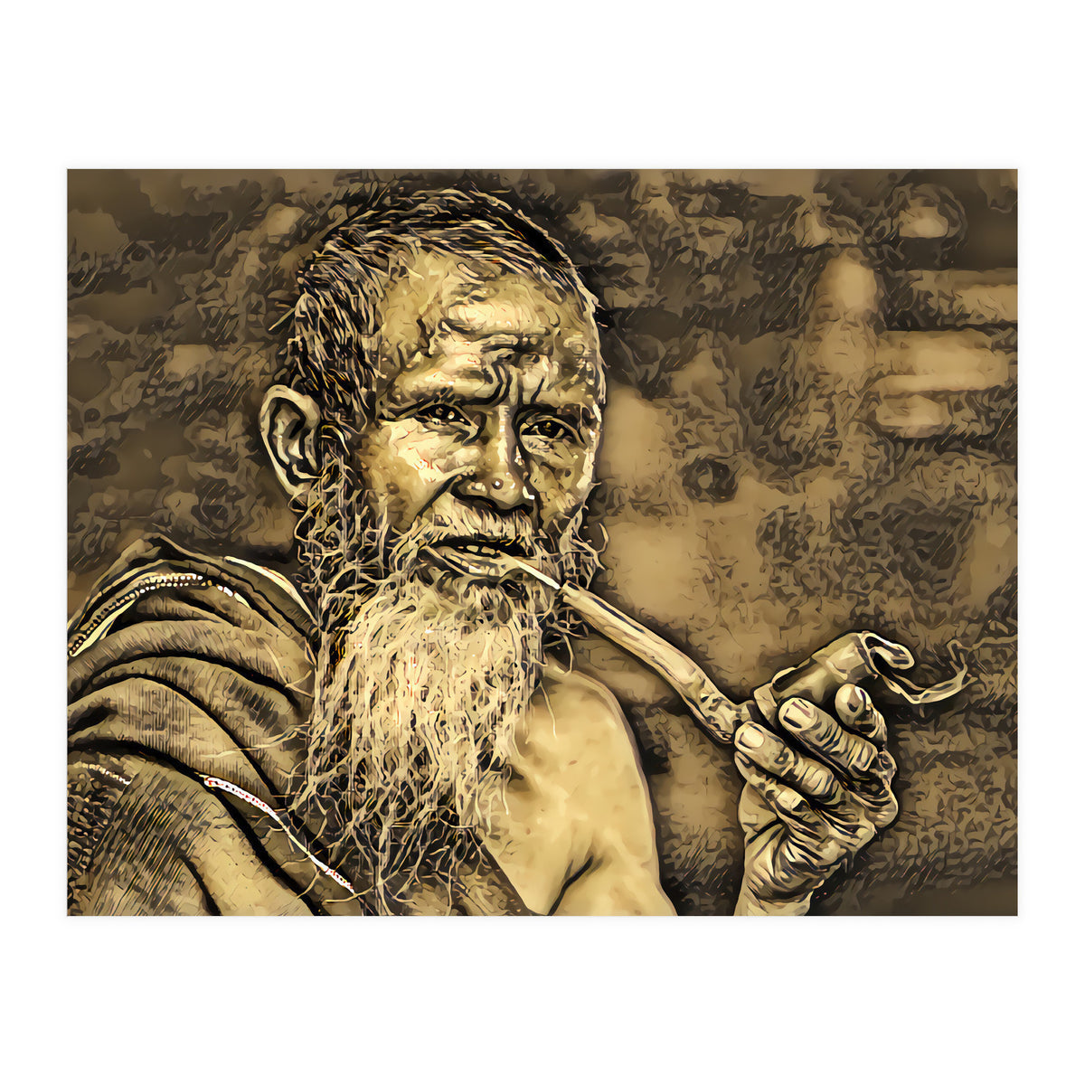 Old Man with Pipe (Print Only)