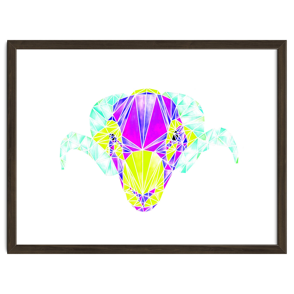 Colourful Geometric Swaledale Sheep Tup with White Lines