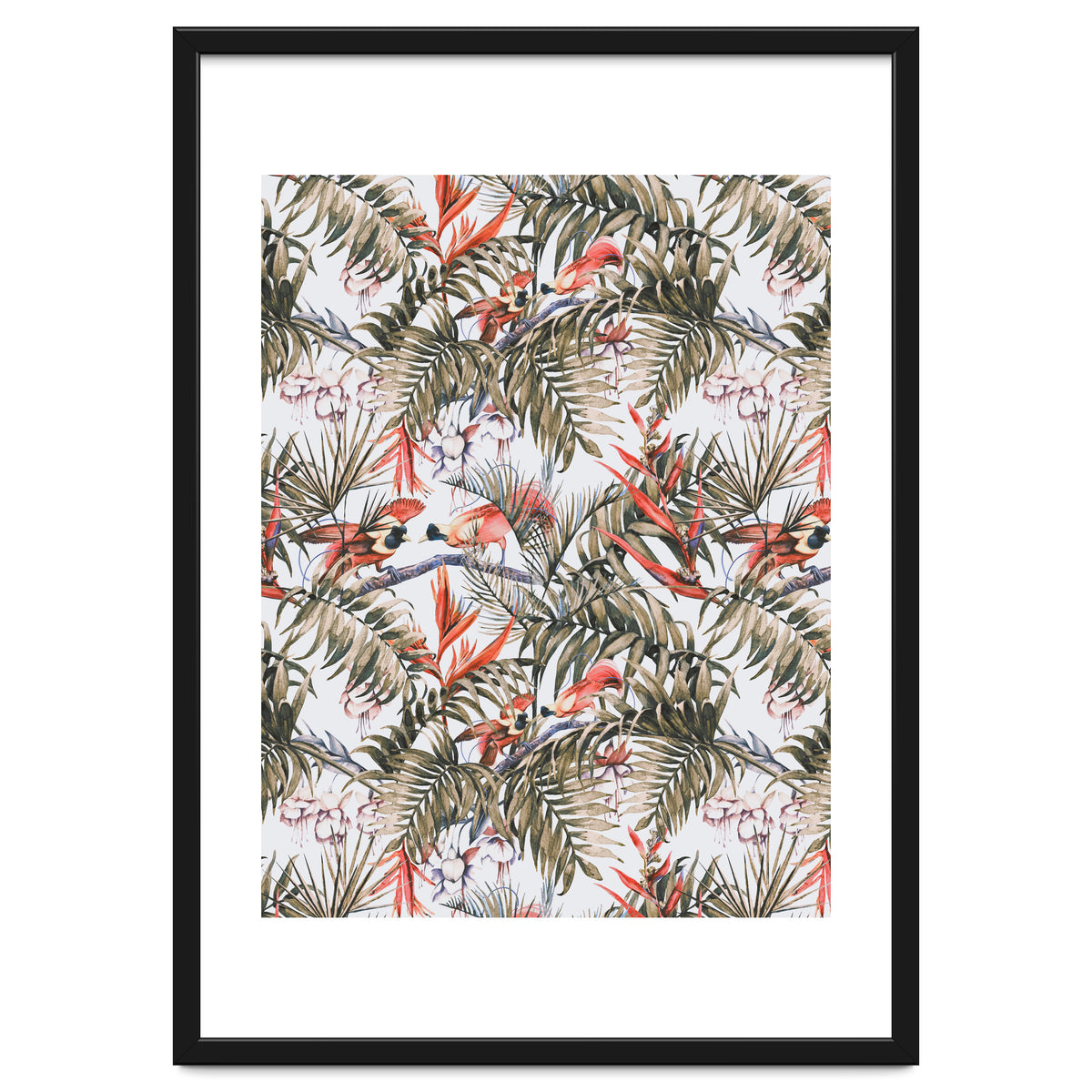 Exotic birds in the jungle paradise