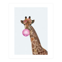 Bubble gum Giraffe Portrait (Print Only)