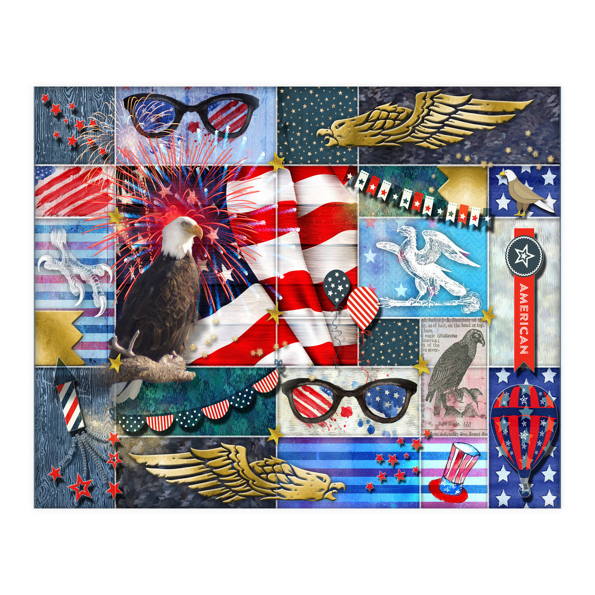 Americana Eagles Collage (Print Only)
