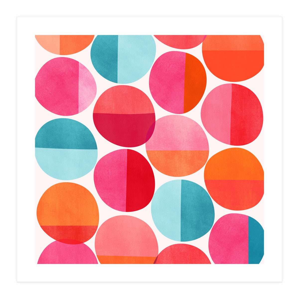 Mid Century Pink and Orange Dots (Print Only)