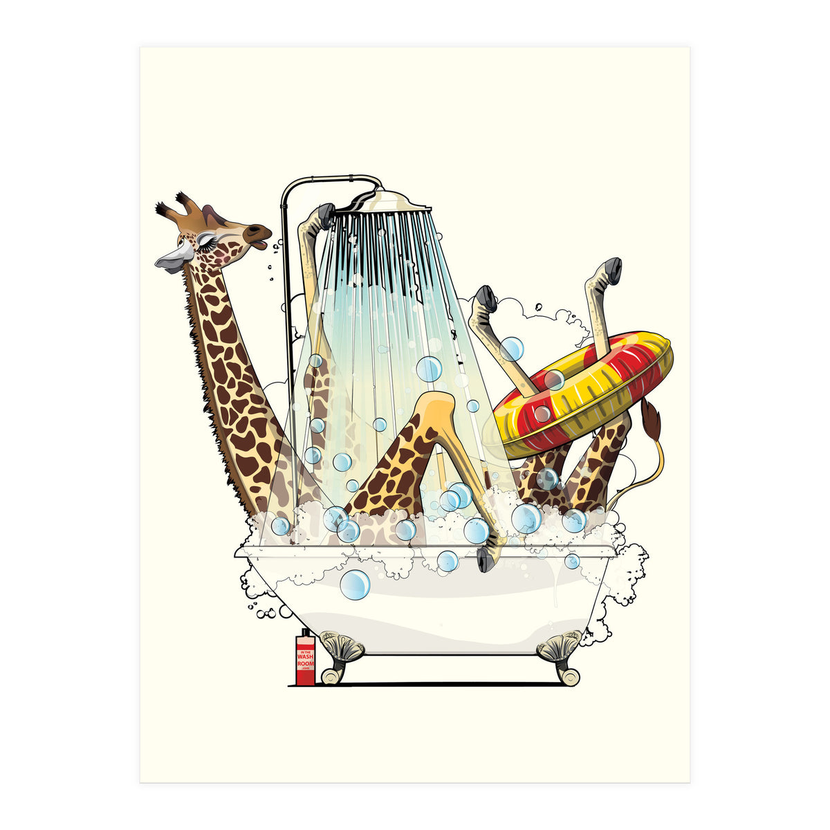 Giraffe in the Bath, Funny Bathroom Humour (Print Only)