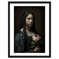 Sad Young Woman Moody Vintage Dark Painting