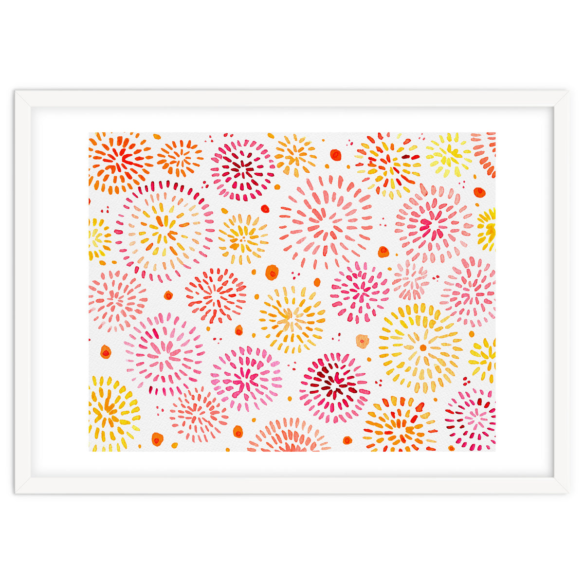 Abstract fireworks pattern in yellow and red
