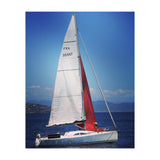 Sailing yacht with white and red sails (Print Only) thumbnail