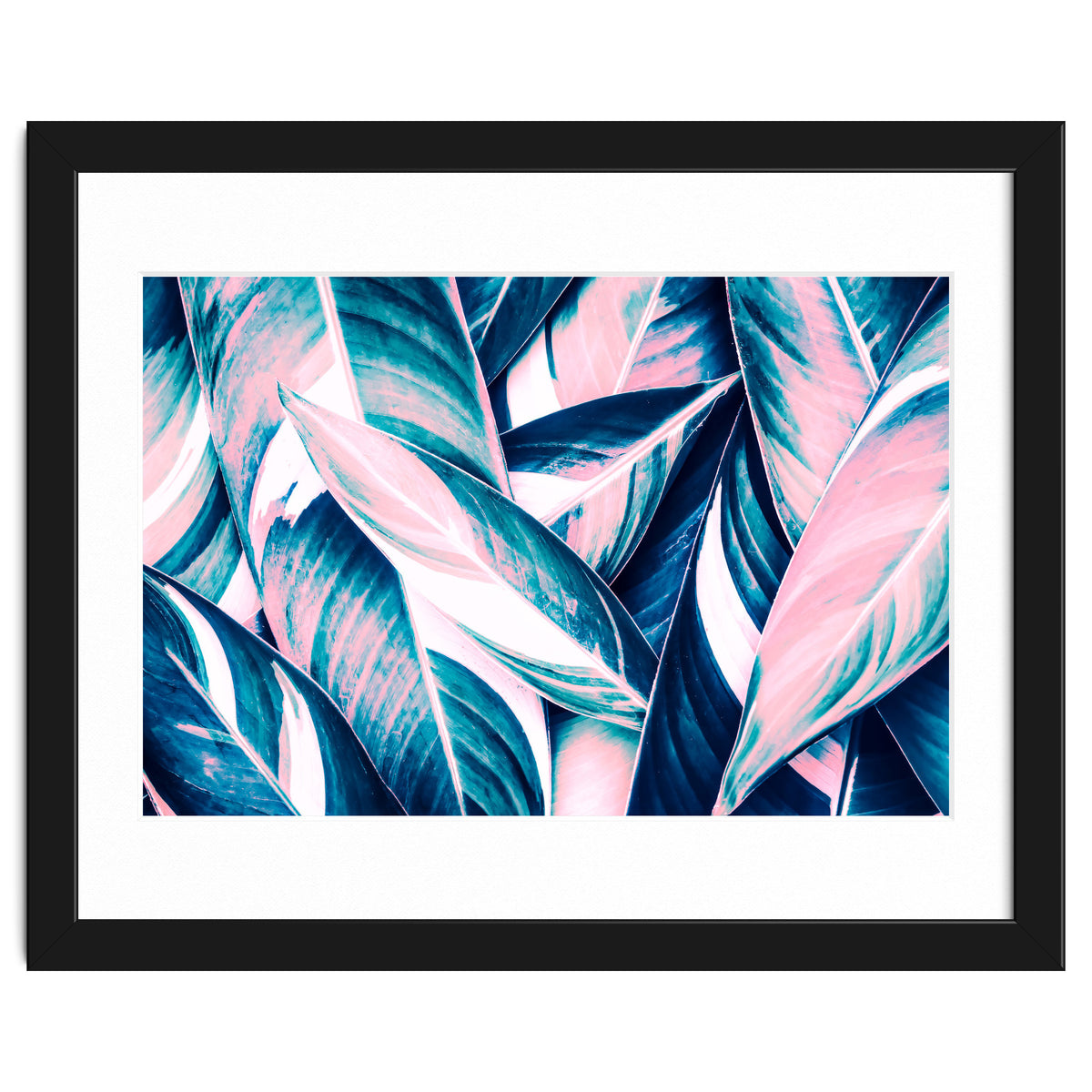 Botanical leaf pink and blue
