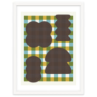 Funky Organic Shapes on a Plaid Background