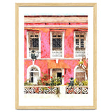 Monkey Business | Watercolor Tropical Goa Architecture Painting | Travel Pastel Pink Blush Building thumbnail