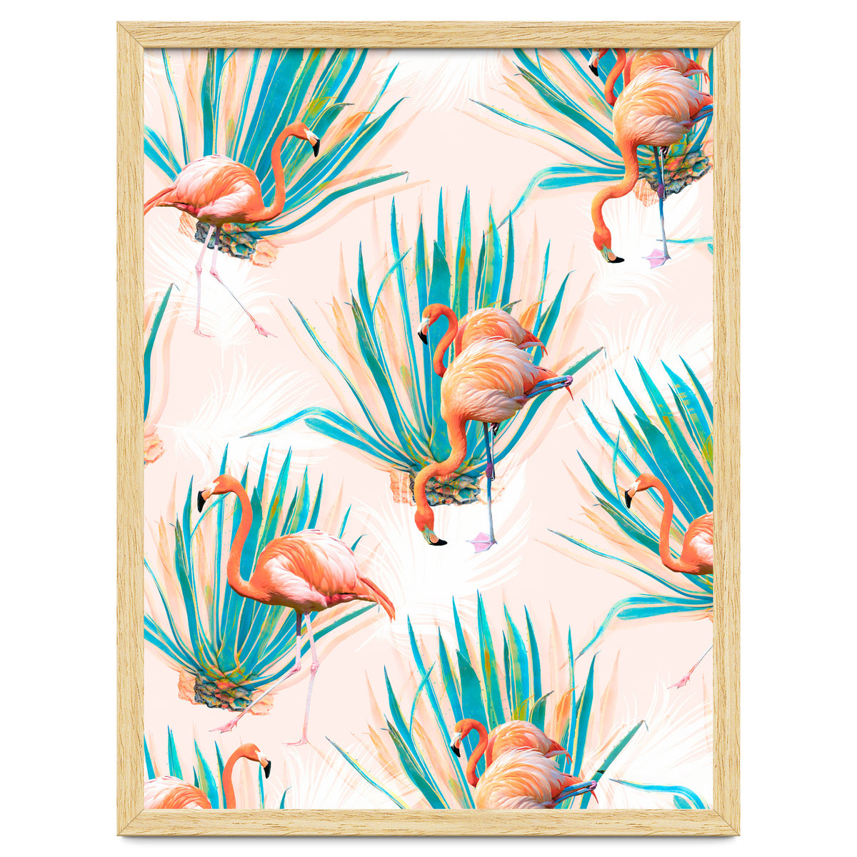 Anaglyph Flamingos with cactus