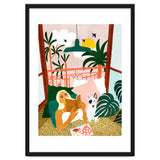 Pet Pals, Animals Lovers Illustration, Travel With Pets Modern Bohemian Painting thumbnail
