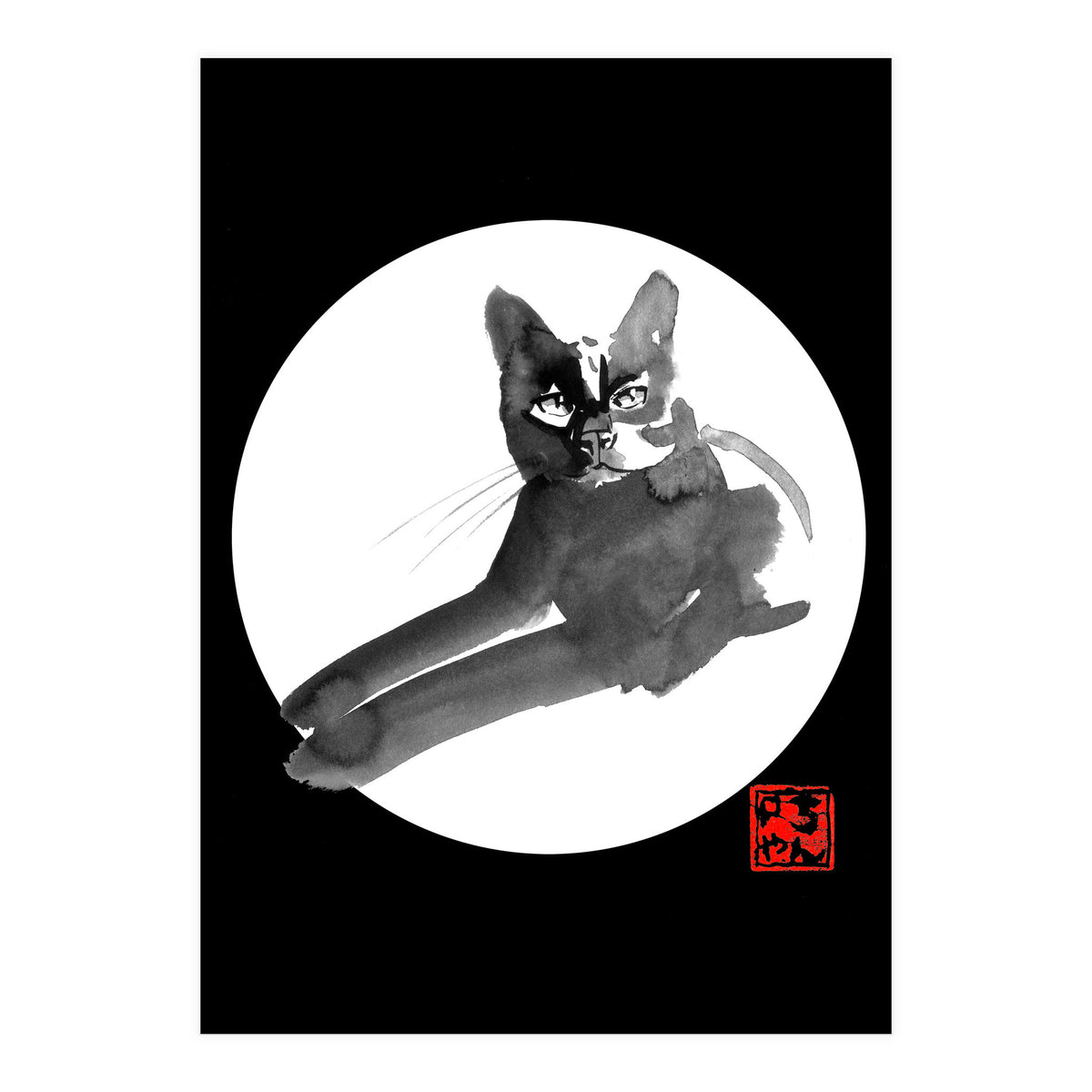 Laying Cat in white (Print Only)