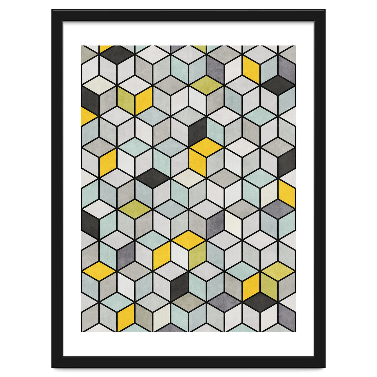 Colorful Concrete Cubes - Yellow, Blue, Grey