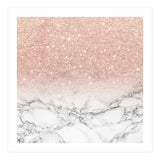 Modern faux rose gold pink glitter ombre white marble (Print Only) thumbnail