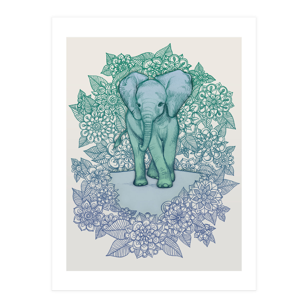 Emerald Elephant in the Lilac Evening (Print Only)