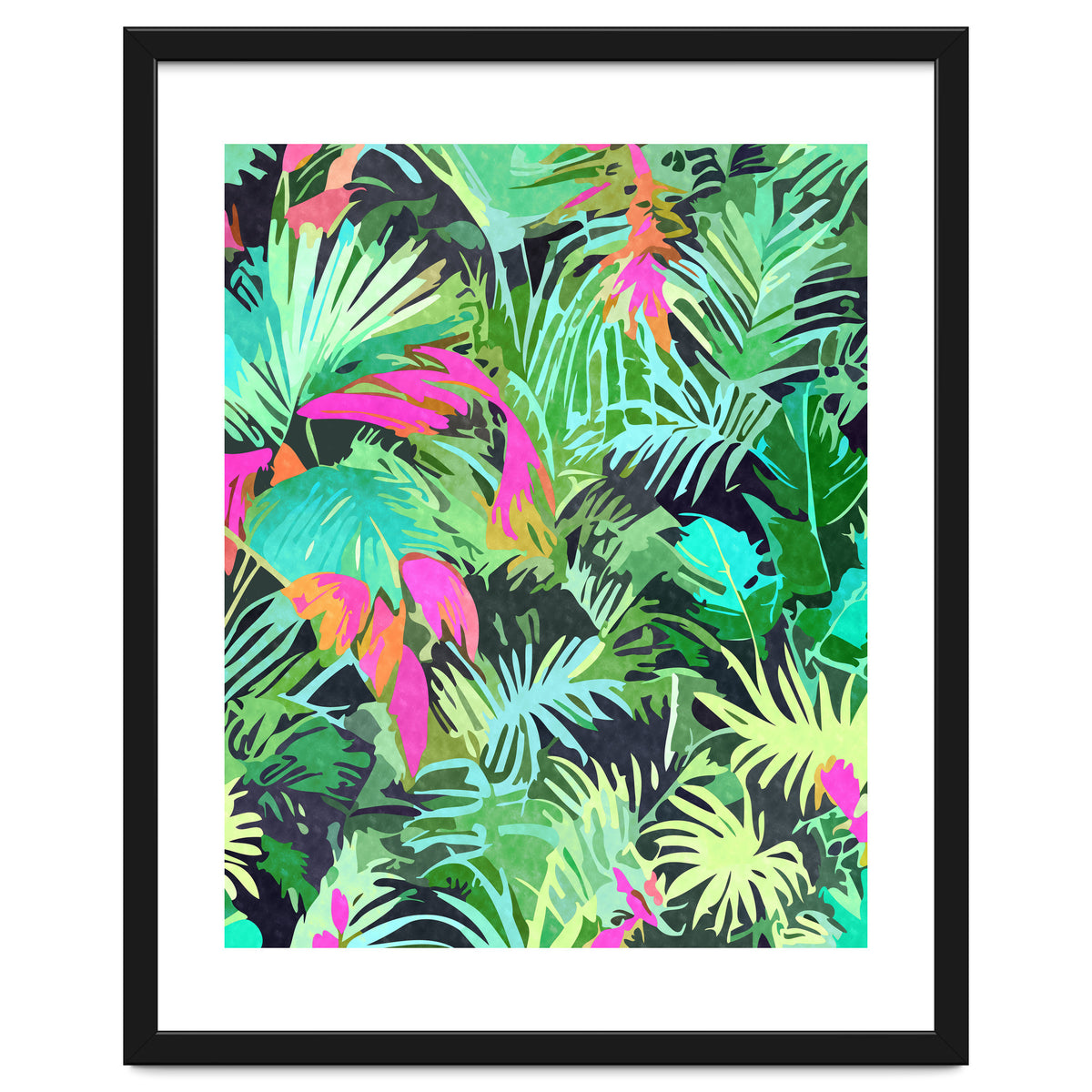 Tropical Jungle, Botanical Nature Plants, Palm Forest Bohemian Watercolor, Modern Wild Painting