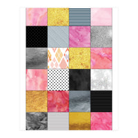 Pink Silver And Gold Quilt Art (Print Only)