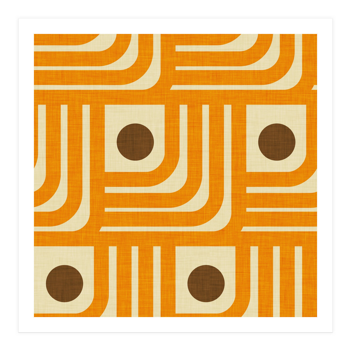 70s Curve Lines Orange Brown  (Print Only)