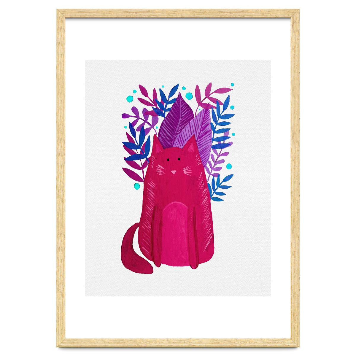 Cute magenta cat with branches