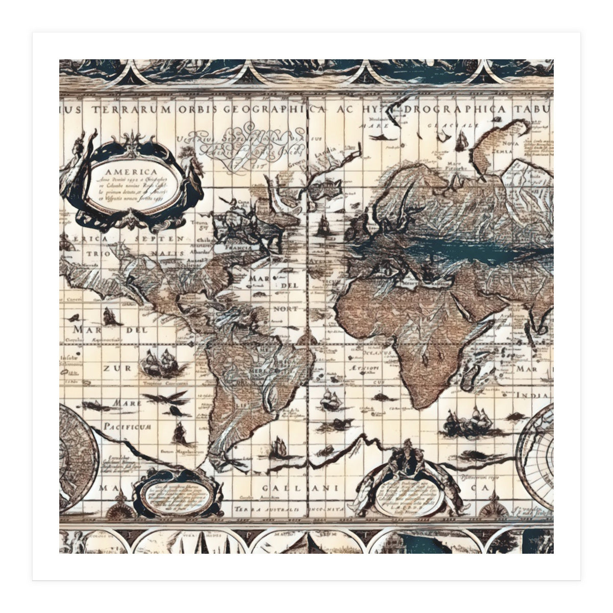 Antique Mapa Mundi revisited (Print Only)