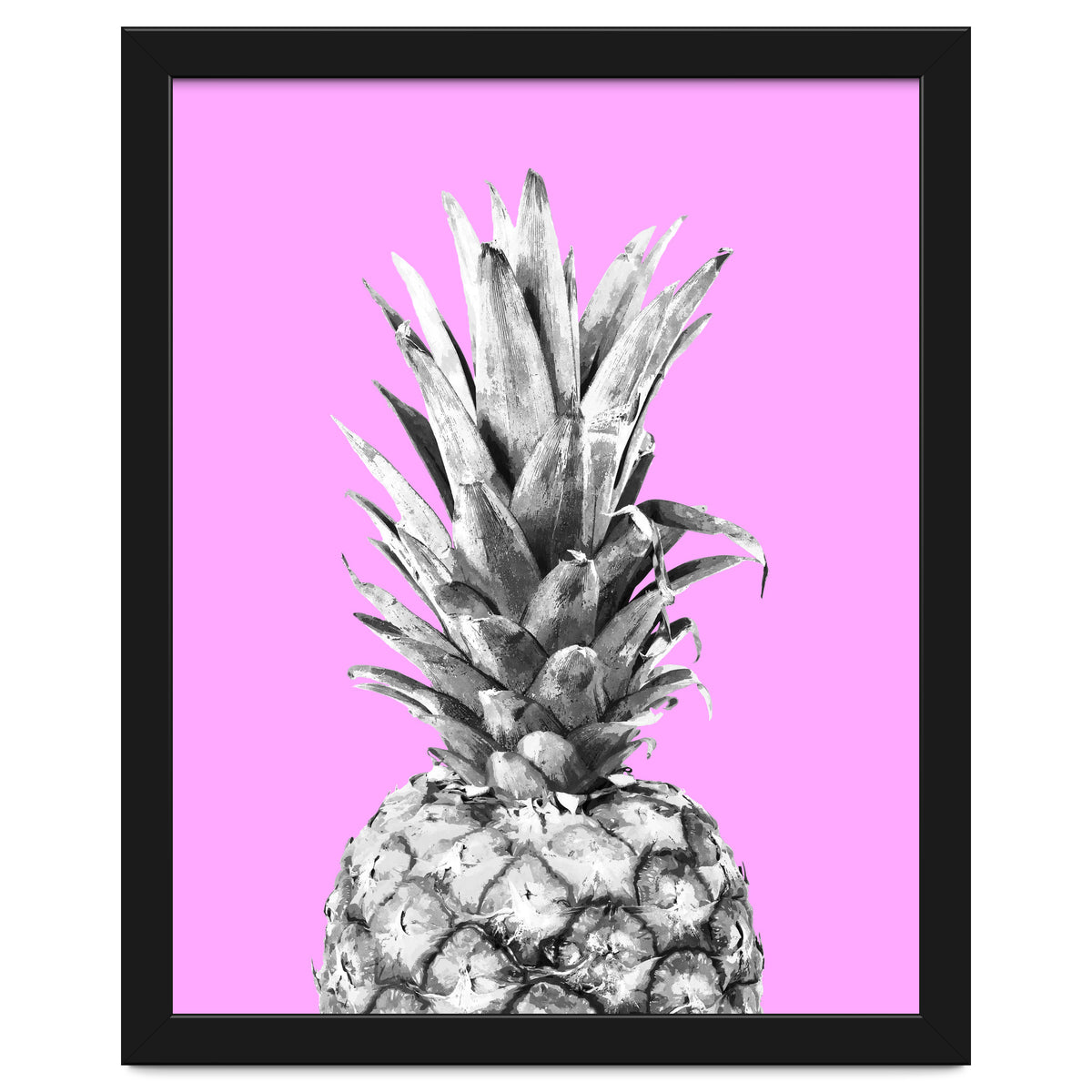 Black and White Pineapple Pink Background