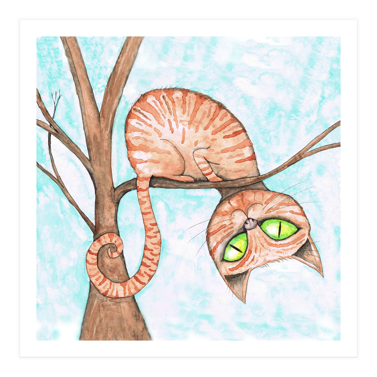 Red cat in a tree (Print Only)