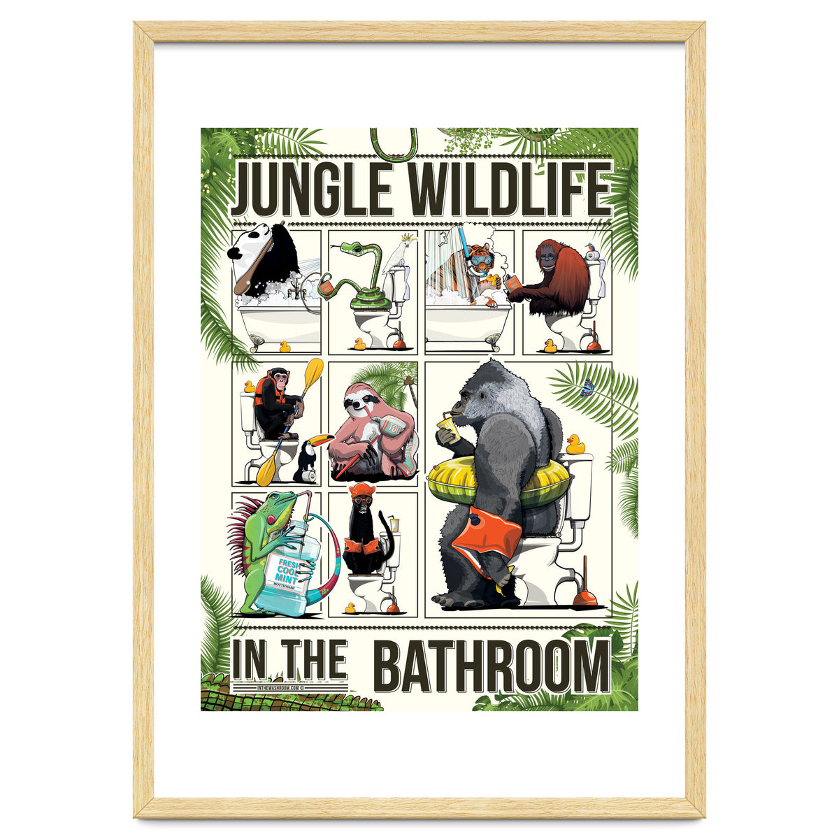 Jungle Wildlife in the Bathroom, funny toilet humour